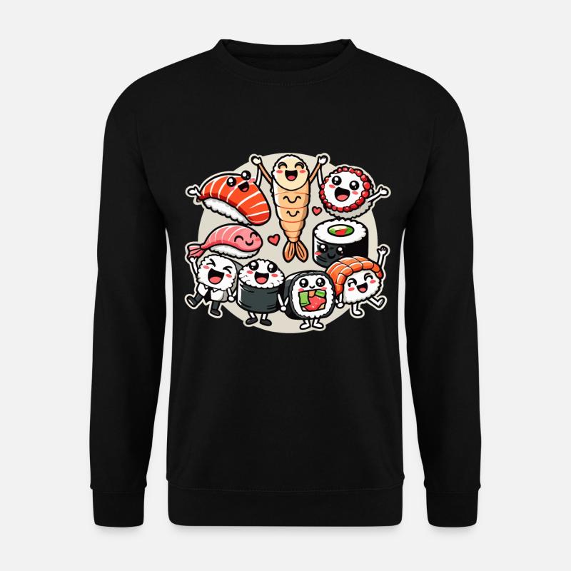 Sushi Freunde Maki Nigiri Sashimi Kawaii Geschenk - Unisex Pullover - Schwarz