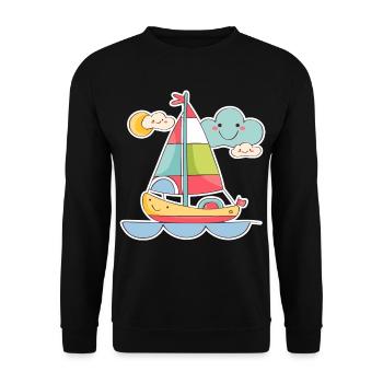Segeln Comic Look - Unisex Pullover - Schwarz - Vorne - Alina (178cm) & Michal (187cm)