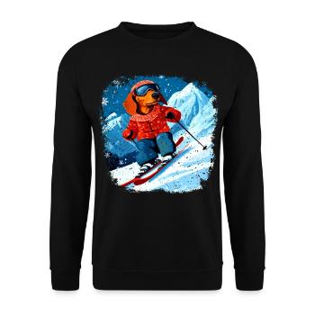 Dachshund Ski - Unisex Sweatshirt - black - Front - Alina (178cm) & Michal (187cm)