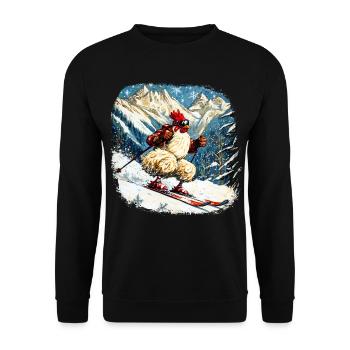 Ski Hühner - Unisex Pullover - Schwarz - Vorne - Alina (178cm) & Michal (187cm)