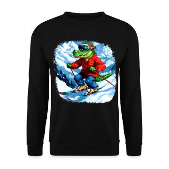 Crocodile Skier - Unisex Sweatshirt - black - Front - Alina (178cm) & Michal (187cm)