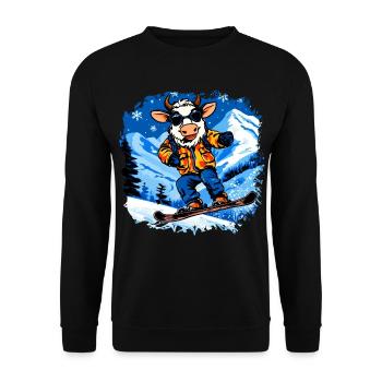 Vaches Snowboard / Vache Snowboardeuse - Sweat-shirt Unisexe - noir - Devant - Alina (178cm) & Michal (187cm)