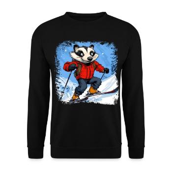 Dachse Ski / Skifahrer Dachs - Unisex Pullover - Schwarz - Vorne - Alina (178cm) & Michal (187cm)