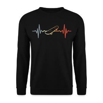 Vintage Skateboard Heartbeat - Unisex Sweatshirt - black - Front - Alina (178cm) & Michal (187cm)