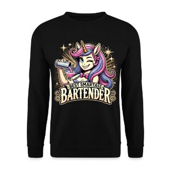 Barman Barmaid Licorne Cadeau - Sweat-shirt Unisexe - noir - Devant - Alina (178cm) & Michal (187cm)