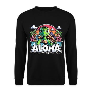 Aloha tortue Hawaï hibiscus palmiers cadeau - Sweat-shirt Unisexe - noir - Devant - Alina (178cm) & Michal (187cm)