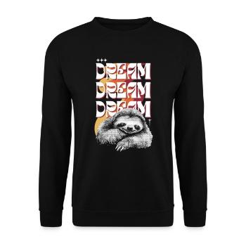 Träumerisches Faultier – Dream Dream Dream - Unisex Pullover - Schwarz - Vorne - Alina (178cm) & Michal (187cm)