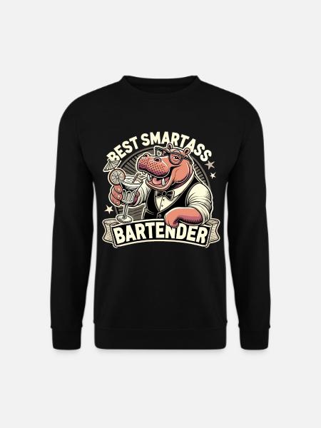 Bartender Barman Hippopotamus Hippopotamus Gift - Unisex Sweatshirt - black