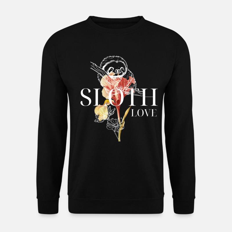 Sloth Love – Florale Kunst & Faultier - Unisex Pullover - Schwarz