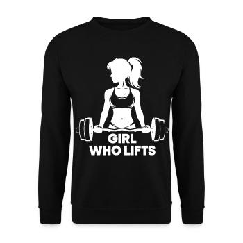 Bodybuilder Gym Girl Barbell Power Beauty - Unisex Sweatshirt - black - Front - Alina (178cm) & Michal (187cm)