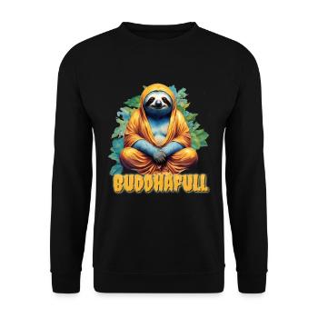 Bouddha Yoga Paresseux Humour Dieu Paresseux Nerd Sommeil - Sweat-shirt Unisexe - noir - Devant - Alina (178cm) & Michal (187cm)