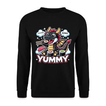 Dragon Maki Sushi Yummy Kawaii Gift - Unisex Sweatshirt - black - Front - Alina (178cm) & Michal (187cm)