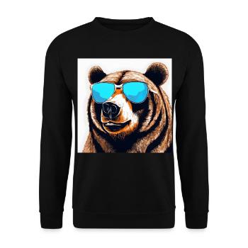 Bear with Sunglasses Pop Art - Unisex Sweatshirt - black - Front - Alina (178cm) & Michal (187cm)
