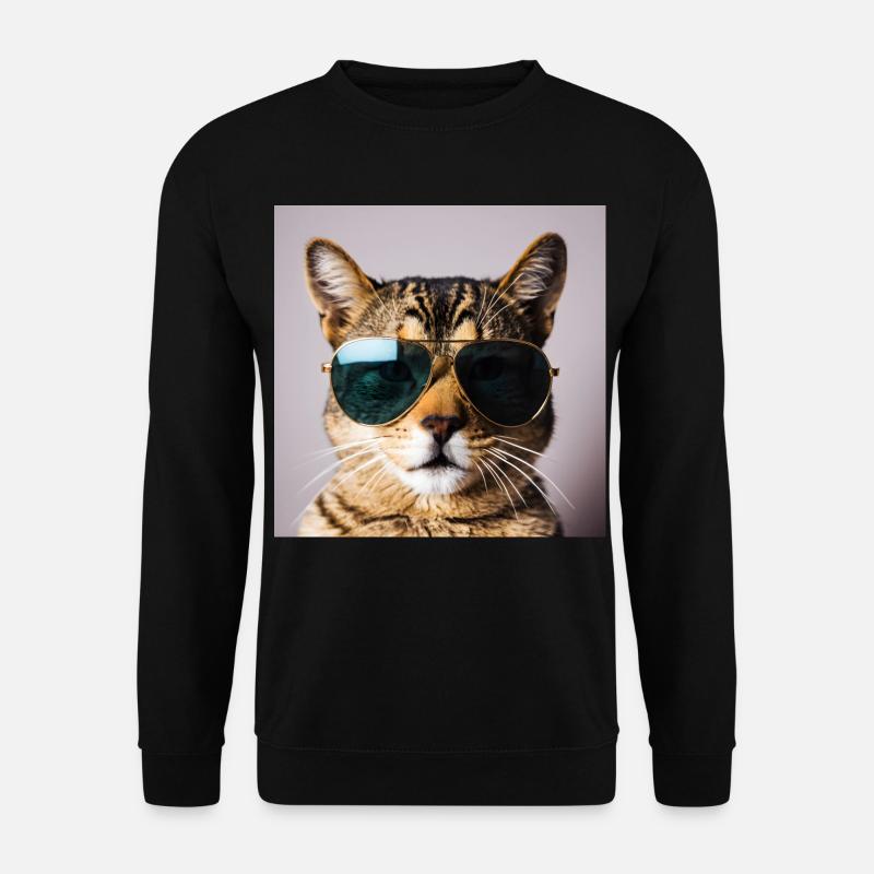 Katze mit Sonnenbrille - Unisex Pullover - Schwarz