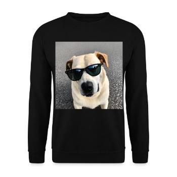 Hund mit Sonnenbrille - Unisex Pullover - Schwarz - Vorne - Alina (178cm) & Michal (187cm)