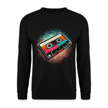 Compact Cassette Cassette Tape 90s Gift - Unisex Sweatshirt - black - Front - Alina (178cm) & Michal (187cm)