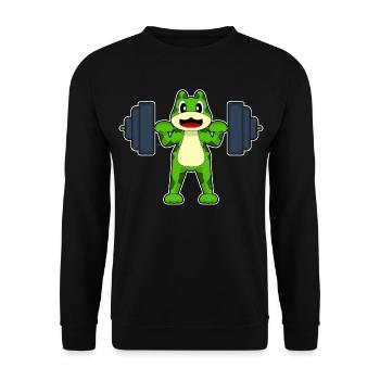 Frosch Bodybuilder Langhantel Bodybuilding - Unisex Pullover - Schwarz - Vorne - Alina (178cm) & Michal (187cm)