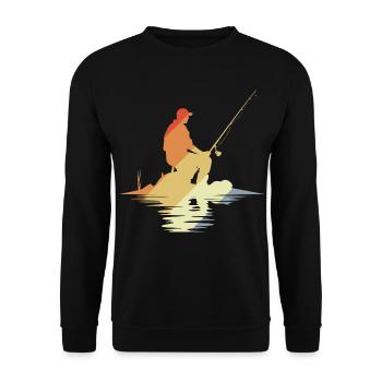 Angler Vintage Look - Unisex Pullover - Schwarz - Vorne - Alina (178cm) & Michal (187cm)