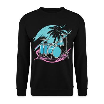 Drums 90s Look - Unisex Sweatshirt - black - Front - Alina (178cm) & Michal (187cm)