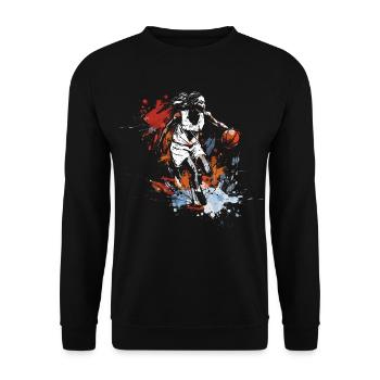 Female basketball player graffiti - Unisex Sweatshirt - black - Front - Alina (178cm) & Michal (187cm)