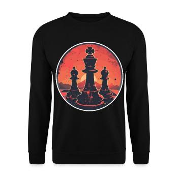 Oldschool Chess Pieces - Unisex Sweatshirt - black - Front - Alina (178cm) & Michal (187cm)