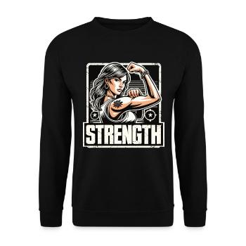 Force femme forte étire le bras vers le cadeau de succès - Sweat-shirt Unisexe - noir - Devant - Alina (178cm) & Michal (187cm)
