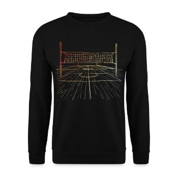Retro Volleyballplatz - Unisex Pullover - Schwarz - Vorne - Alina (178cm) & Michal (187cm)