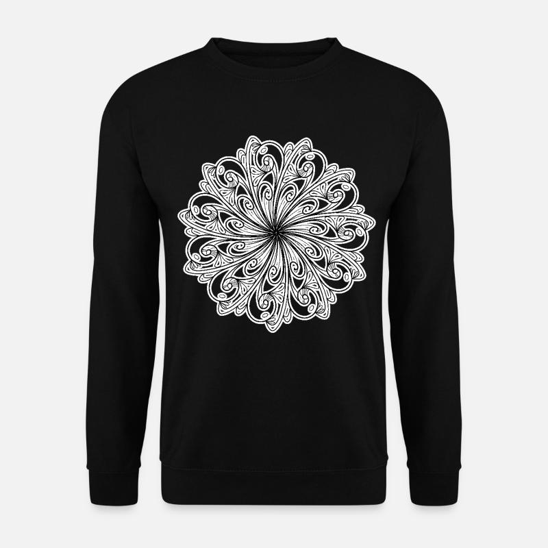 Schwarz-weißes Blumenmuster - Unisex Pullover - Schwarz