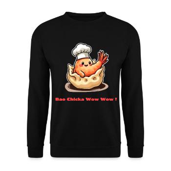 Shrimp Dumpling – Bao Chicka Wow Wow! - Unisex Pullover - Schwarz - Vorne - Alina (178cm) & Michal (187cm)