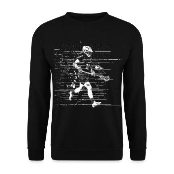 Lacrosse Spieler Zeichnung - Unisex Pullover - Schwarz - Vorne - Alina (178cm) & Michal (187cm)