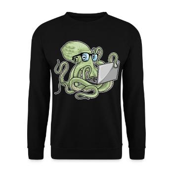 Octopus Laptop - Unisex Sweatshirt - black - Front - Alina (178cm) & Michal (187cm)