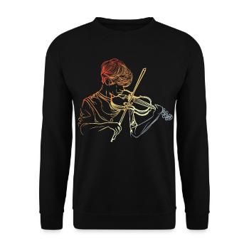 Geigenspieler Junge - Unisex Pullover - Schwarz - Vorne - Alina (178cm) & Michal (187cm)