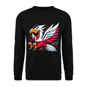 Polska Poland Eagle Flag Cartoon Gift - Unisex Sweatshirt - black - Front - Alina (178cm) & Michal (187cm)