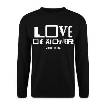 Citation biblique inspirante Aimez-vous les uns les autres - Sweat-shirt Unisexe - noir - Devant - Alina (178cm) & Michal (187cm)