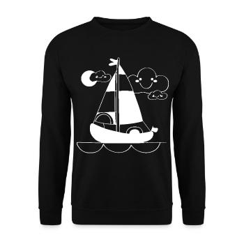 Cartoon Segeln - Unisex Pullover - Schwarz - Vorne - Alina (178cm) & Michal (187cm)