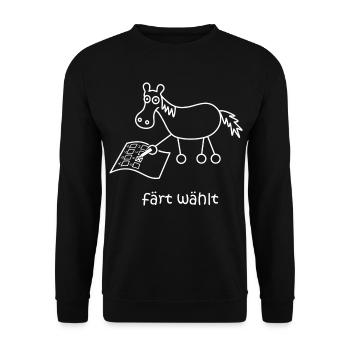 färt wählt, Pferd wählt, Wahlen, Wahl, Pferde - Unisex Pullover - Schwarz - Vorne - Alina (178cm) & Michal (187cm)