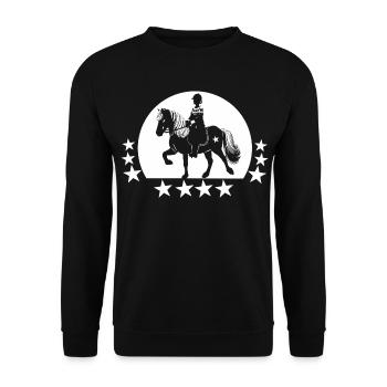 Islandpferde Reiterin auf Islandpferd Damen Frauen - Unisex Pullover - Schwarz - Vorne - Alina (178cm) & Michal (187cm)