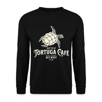 Tortuga Coffee Illustration Vintage Key West Style - Unisex Sweatshirt - black - Front - Alina (178cm) & Michal (187cm)