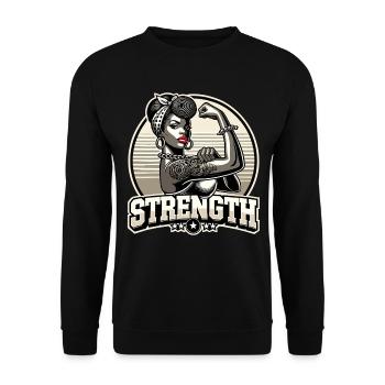 Strength strong woman african american retro gift - Unisex Sweatshirt - black - Front - Alina (178cm) & Michal (187cm)