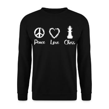 Peace Love Chess - Unisex Sweatshirt - black - Front - Alina (178cm) & Michal (187cm)