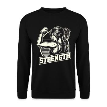 Force femme forte étire le bras sur le cadeau de pouvoir - Sweat-shirt Unisexe - noir - Devant - Alina (178cm) & Michal (187cm)