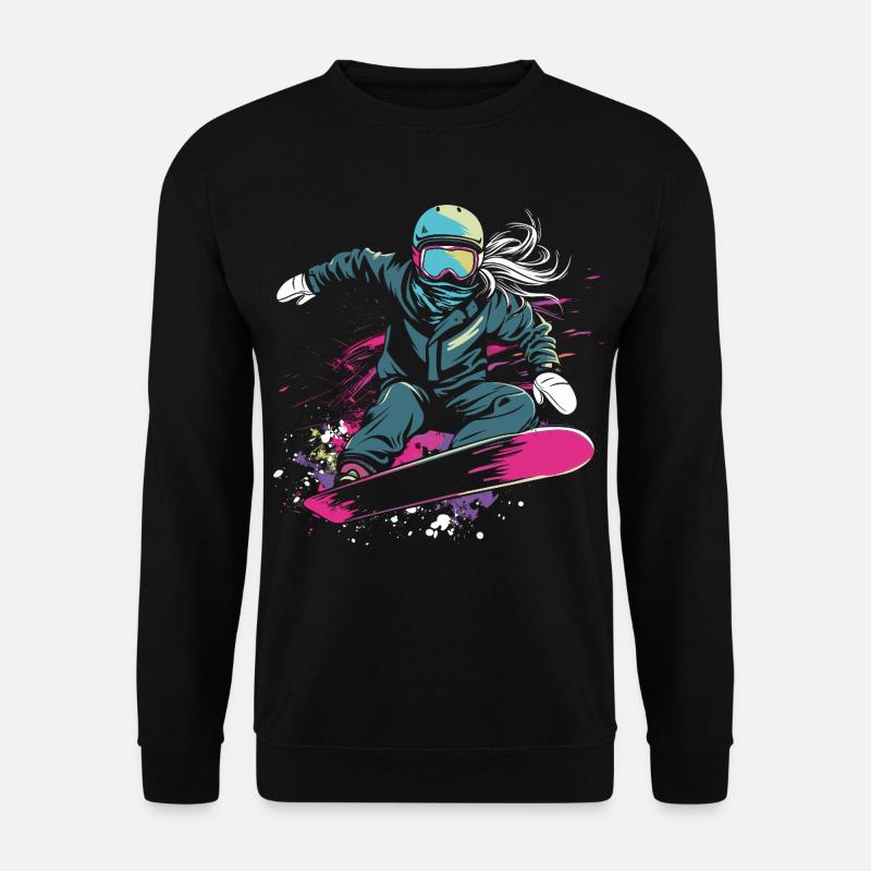 Snowboarderin Grafik - Unisex Pullover - Schwarz