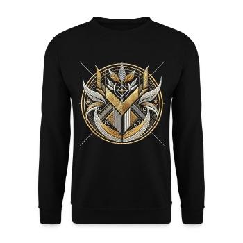 Geometric Tribal Emblem Design - Unisex Sweatshirt - black - Front - Alina (178cm) & Michal (187cm)