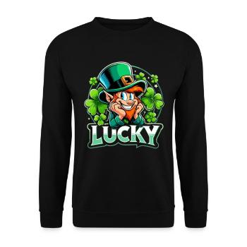 St. Patrick's Day Leprechaun Leprechaun Leprechaun Happy - Unisex Sweatshirt - black - Front - Alina (178cm) & Michal (187cm)
