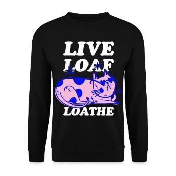 Live Loaf Loathe – Sassy Cat Vibes - Unisex Pullover - Schwarz - Vorne - Alina (178cm) & Michal (187cm)