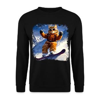 Cat Snowboard - Unisex Sweatshirt - black - Front - Alina (178cm) & Michal (187cm)