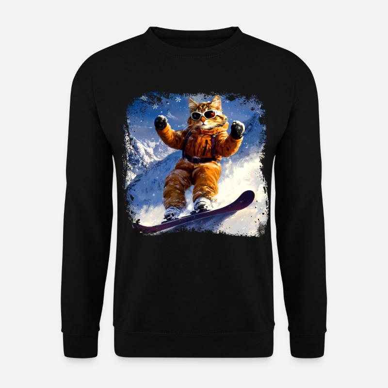 Cat Snowboard - Unisex Sweatshirt - black