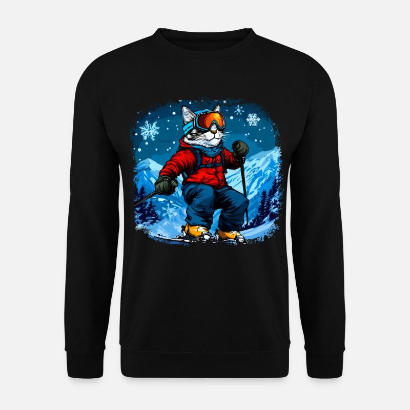 Katzen Ski - Unisex Pullover - Schwarz