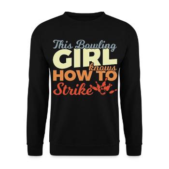 Bowling Mädchen - Unisex Pullover - Schwarz - Vorne - Alina (178cm) & Michal (187cm)