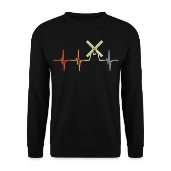 Windmühle Kardiogramm - Unisex Pullover - Schwarz - Vorne - Alina (178cm) & Michal (187cm)